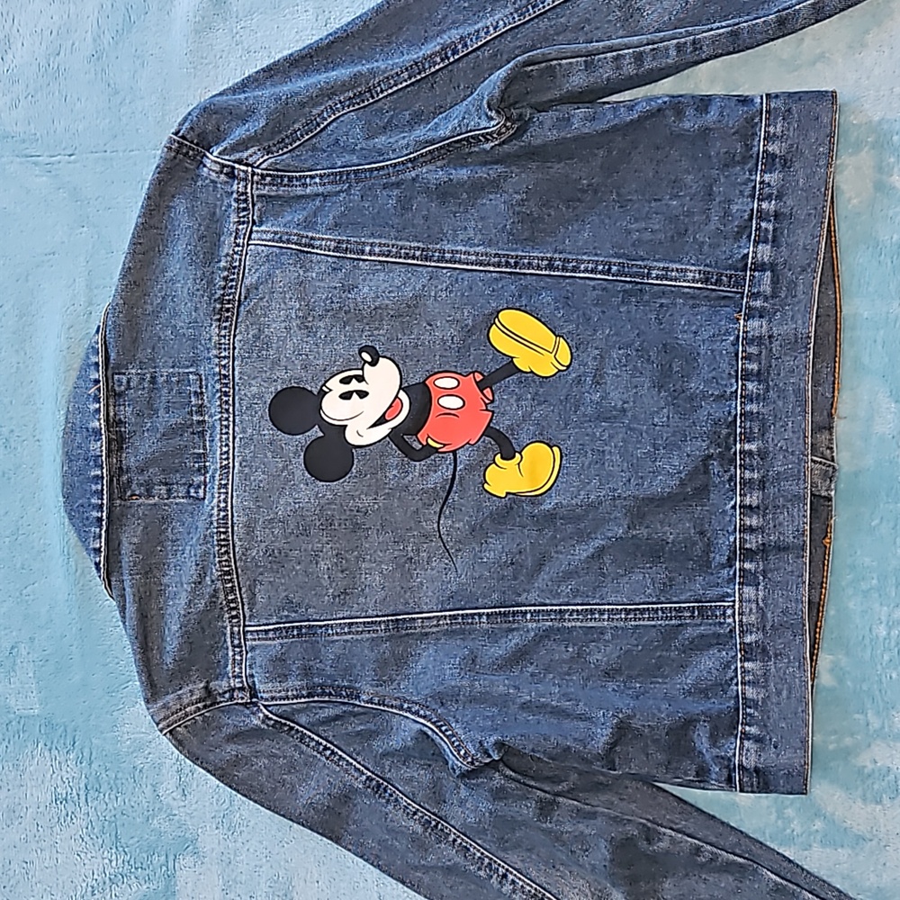 Cotton On 91 x Disney Mickey Mouse Denim Jean Blue Cropped Trucker Jacket
